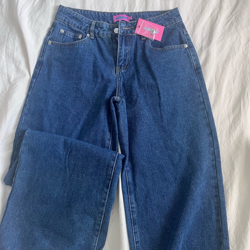 Edikted Dark Blue Baggy Jeans